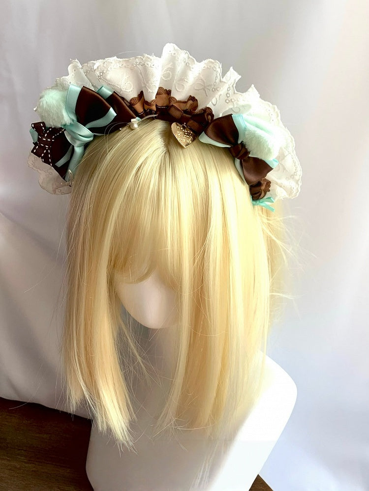 Bowknot KC Mint Sweet Chocolate Cat Maid Ear Cute