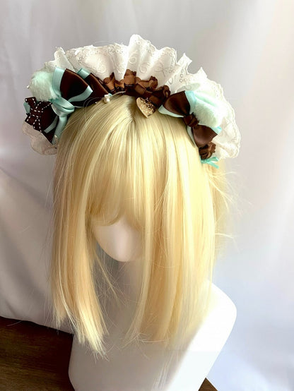 Bowknot KC Mint Sweet Chocolate Cat Maid Ear Cute