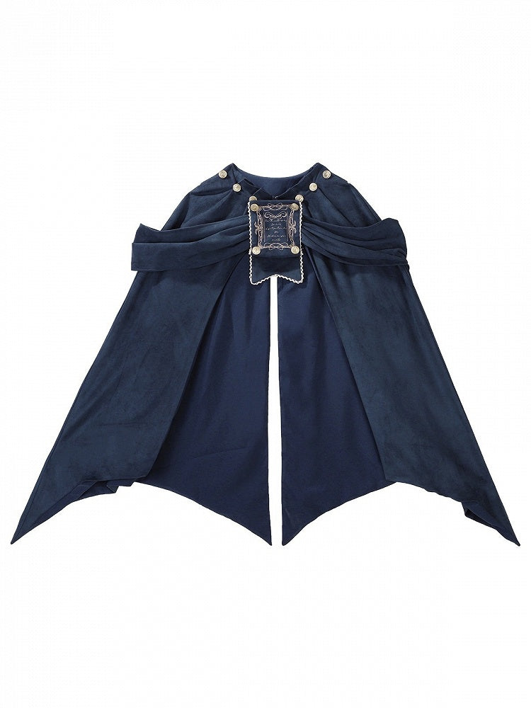 Embroidered Navy Cape with Gold Detailing - Xiong Dou Jiang