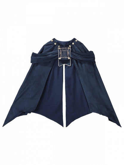 Embroidered Navy Cape with Gold Detailing - Xiong Dou Jiang
