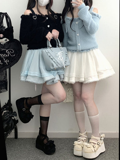 ジライケイ ブルー オフショルダー ネックライン ランドマインスタイル セーター