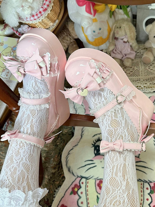 Pink - Sole Bow Embellishments with Sweet Platform Mary Janes