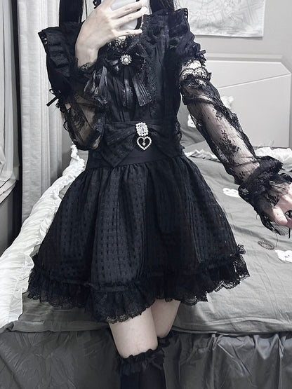 Jirai Kei Kurzarmbluse mit kostenlosem Choker