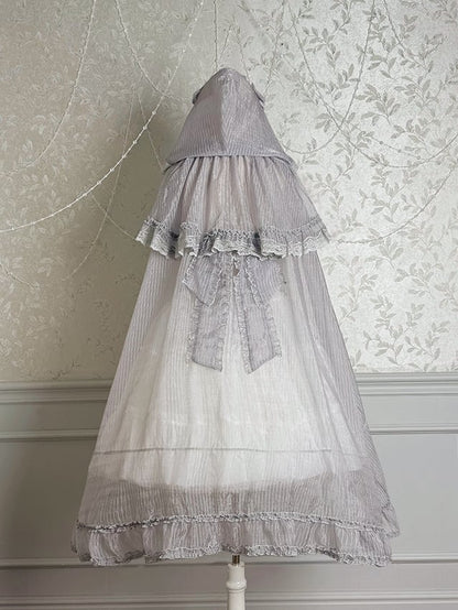 Silver Cloak Gray Trimming Ruffle Cascading