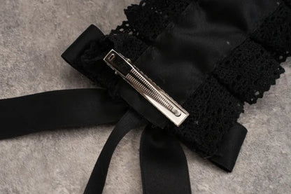 Black Gothic Bunny Ears Hairband with Bowknots