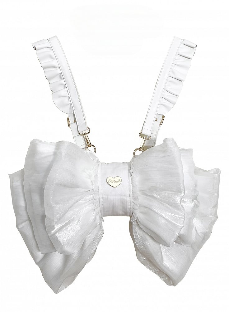 White Big Backpack Size 3 Bow Options