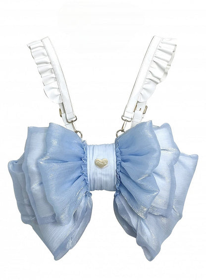 Backpack Size 3 Options Blue Sax Color Tulle Big Bow Solid