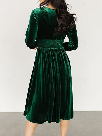 Women's Midi Dress Christmas Dress Velvet Dress Party Dress