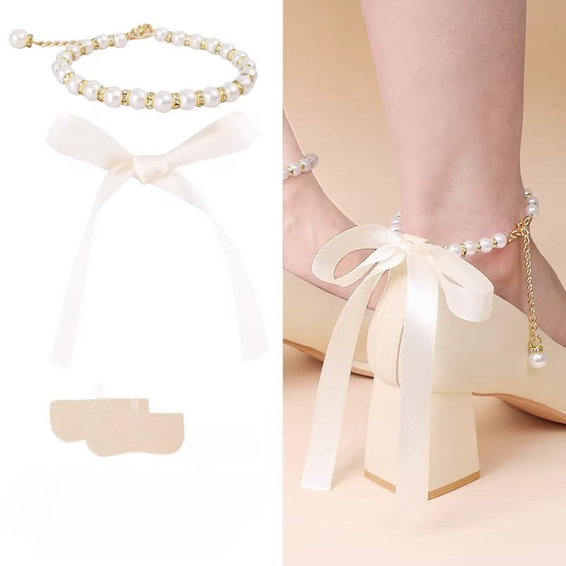 Pearl Mary Jane Shoe Straps - Anti-Slip High Heel Chain