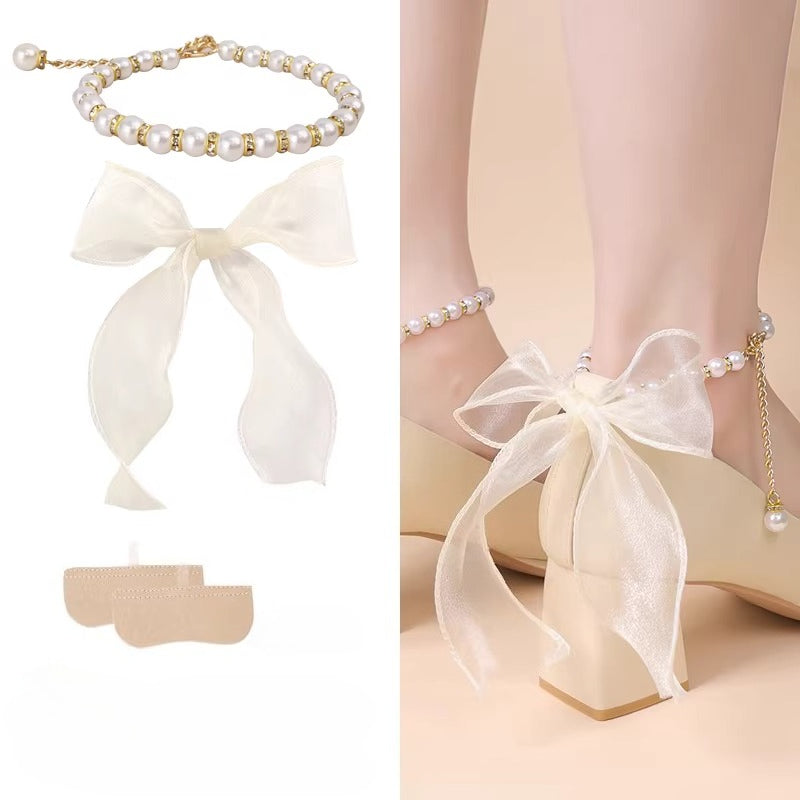 Pearl Mary Jane Shoe Straps - Anti-Slip High Heel Chain