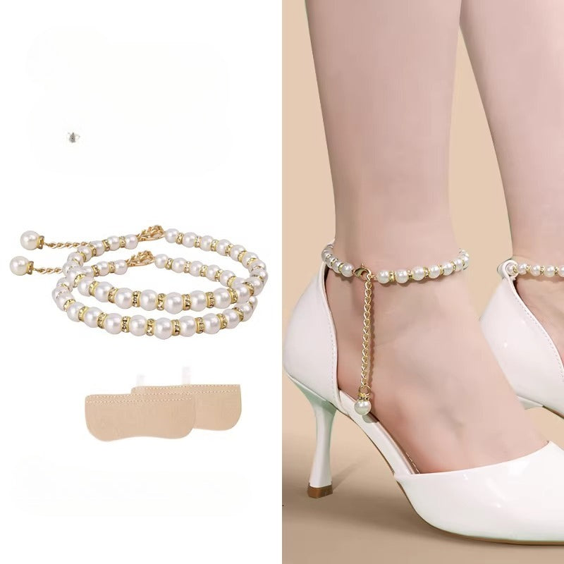 Pearl Mary Jane Shoe Straps - Anti-Slip High Heel Chain