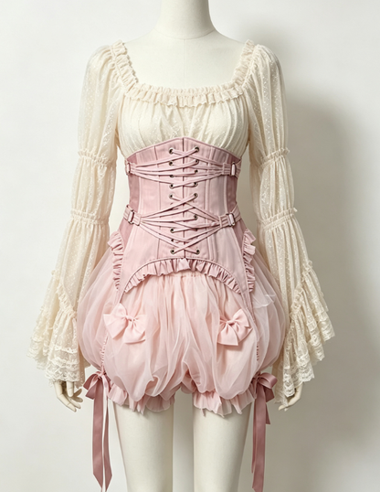 Acute Angel Thornbird Waist Cincher styled with lace innerwear and pumpkin bloomers