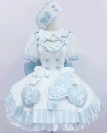 Blue Holy Cross Healing Sweet Lolita Full Set – Dress Hat Train | LilyVow