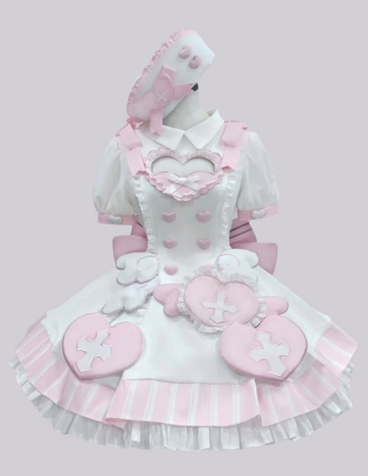 Pink Holy Cross Healing Sweet Lolita Full Set – Dress Hat Train | LilyVow