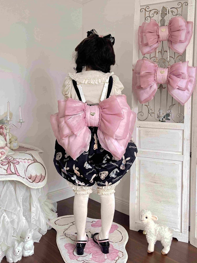 Deep Pink Bow Peach Big Backpack