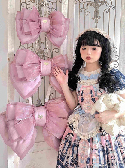Deep Pink Bow Peach Big Backpack
