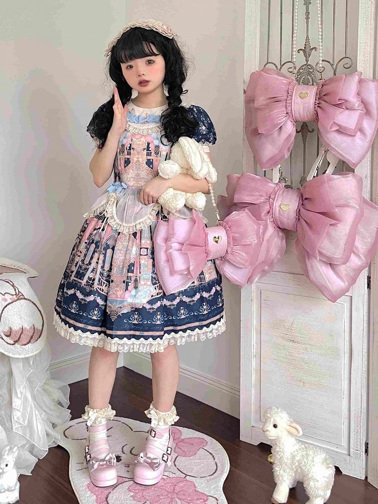Deep Pink Bow Peach Big Backpack