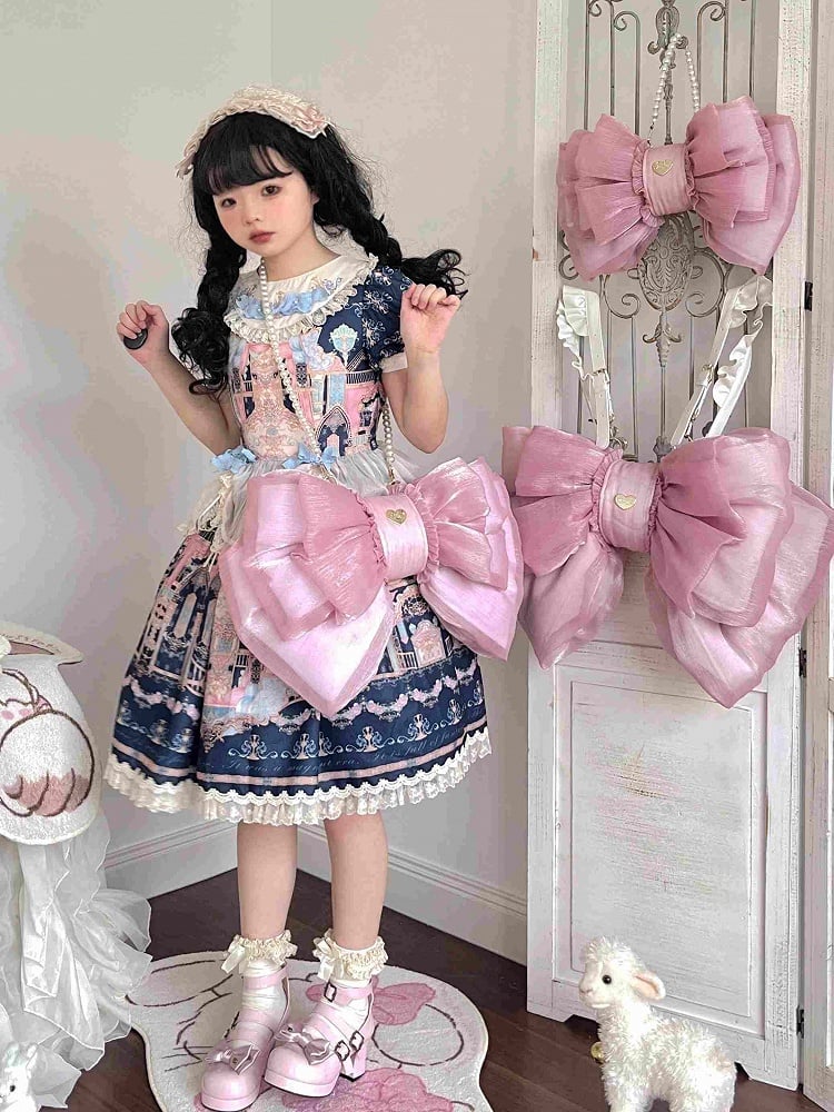 Deep Pink Bow Peach Big Backpack