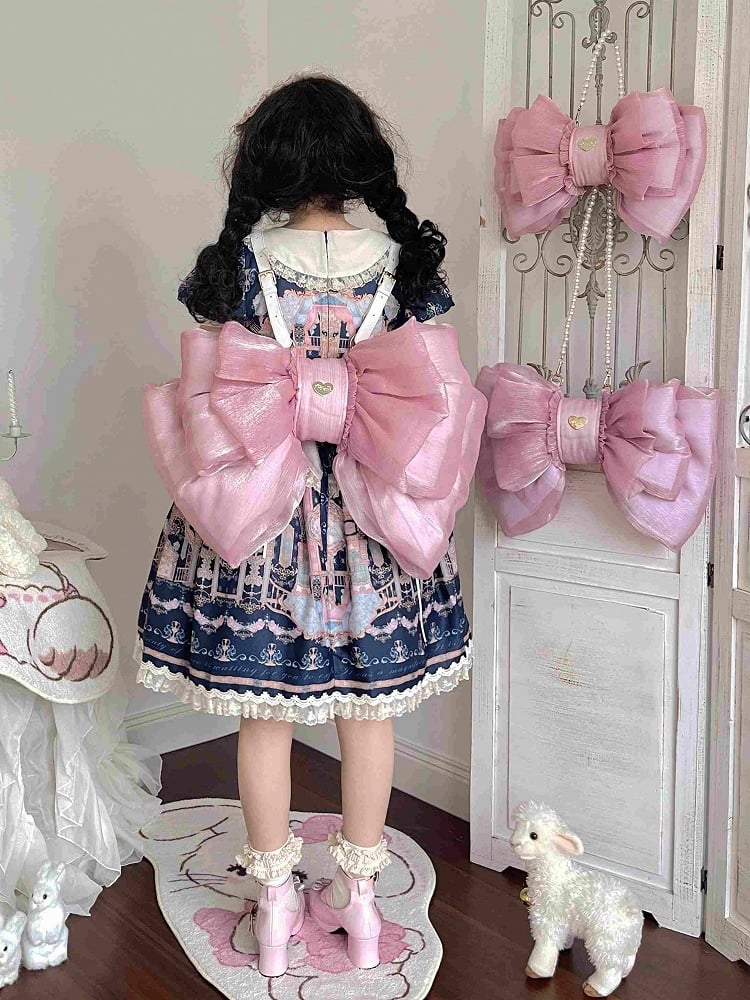 Deep Pink Bow Peach Big Backpack