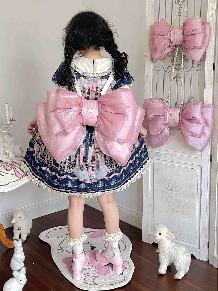 Deep Pink Bow Peach Big Backpack