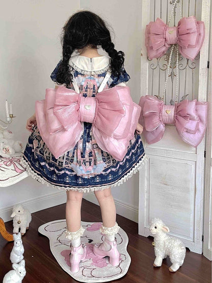 Deep Pink Bow Peach Big Backpack