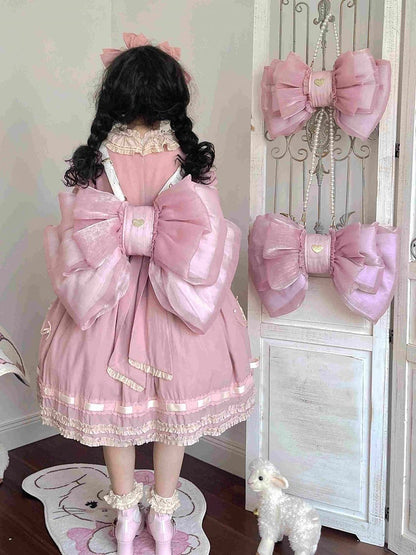 Deep Pink Bow Peach Big Backpack