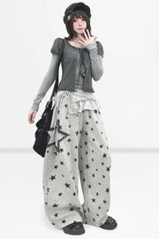 Full outfit with wide-leg star trousers