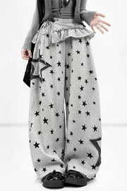 Front view of star trousers and ruffled waistband