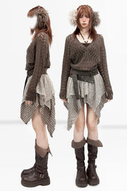 Front, side and back coordinate with brown skirt