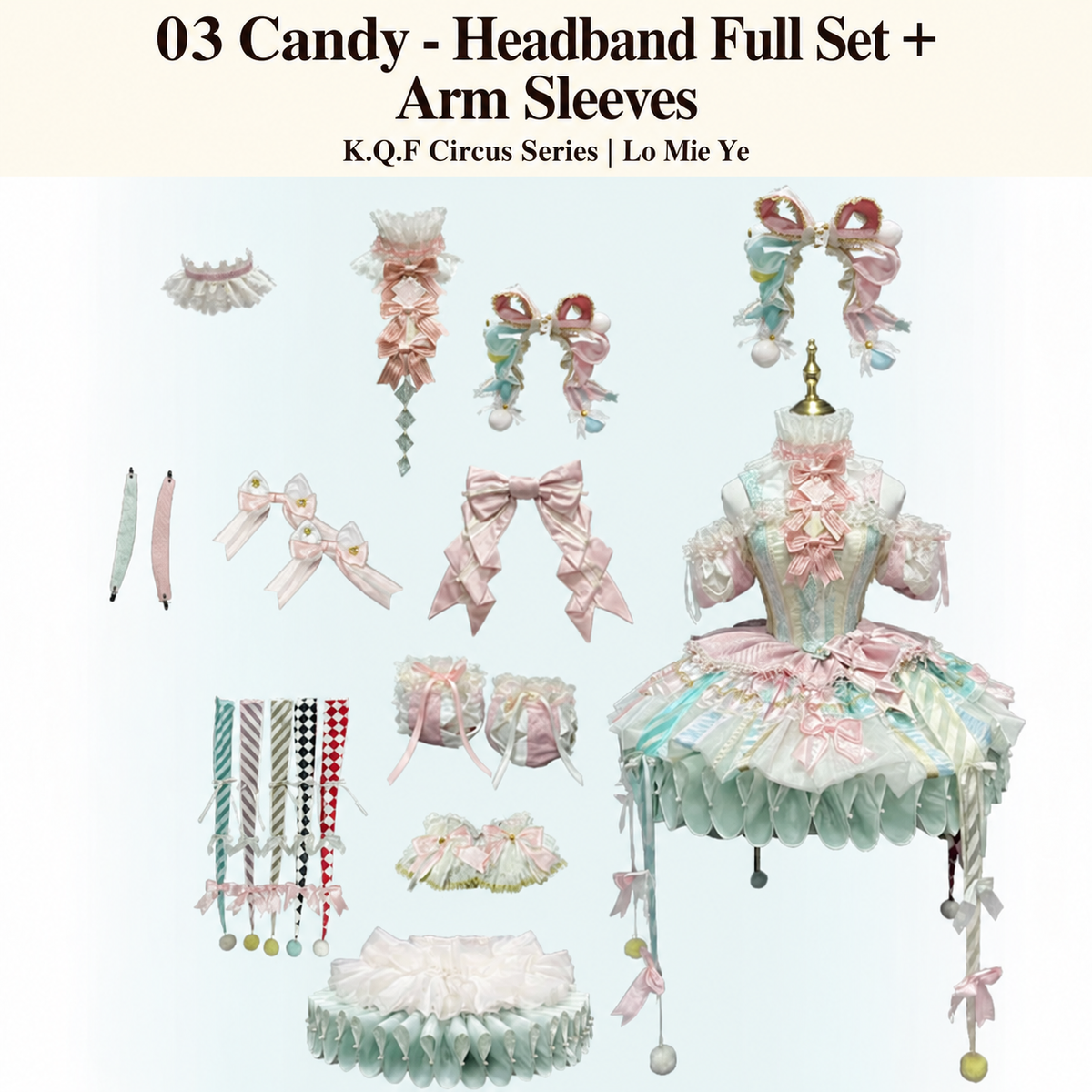 03 Candy - Headband Full Set + Arm Sleeves — K.Q.F Circus Series by Lo Mie Ye, package contents