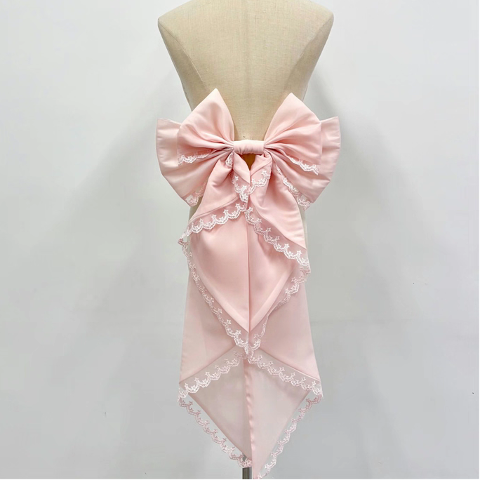 Sweet Lolita Pink Back Bow - Elegant Ribbon Accessory