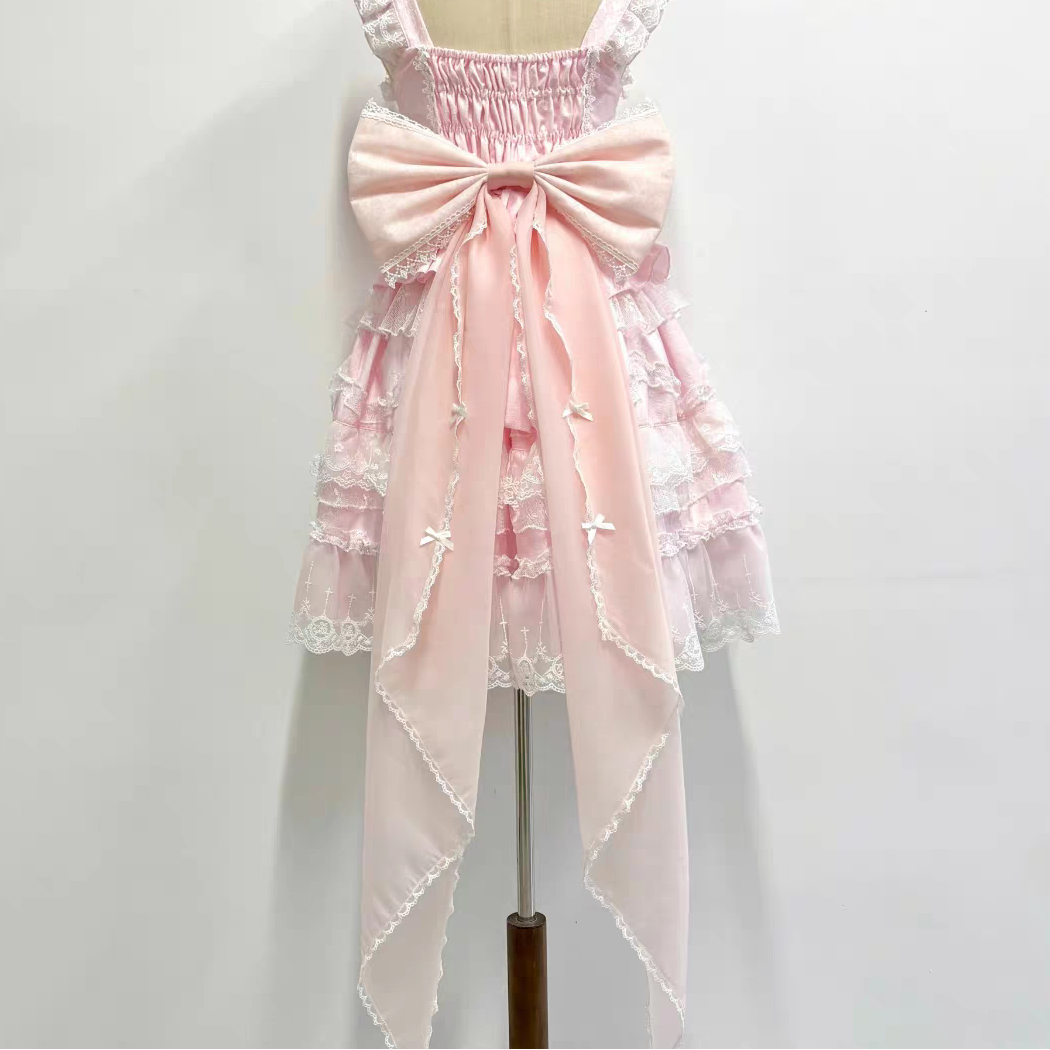 Sweet Lolita Pink Back Bow - Elegant Ribbon Accessory