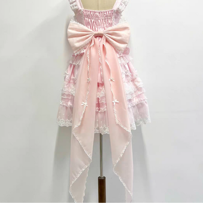 Sweet Lolita Pink Back Bow - Elegant Ribbon Accessory