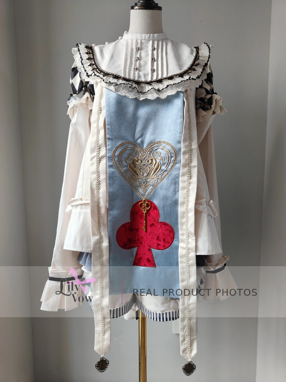 Real product photo of Blue Alice Wonderland poker card Ouji outfit, front view