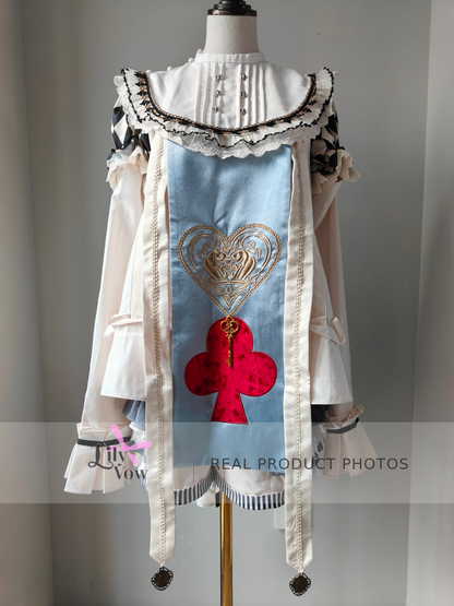 Real product photo of Blue Alice Wonderland poker card Ouji outfit, front view