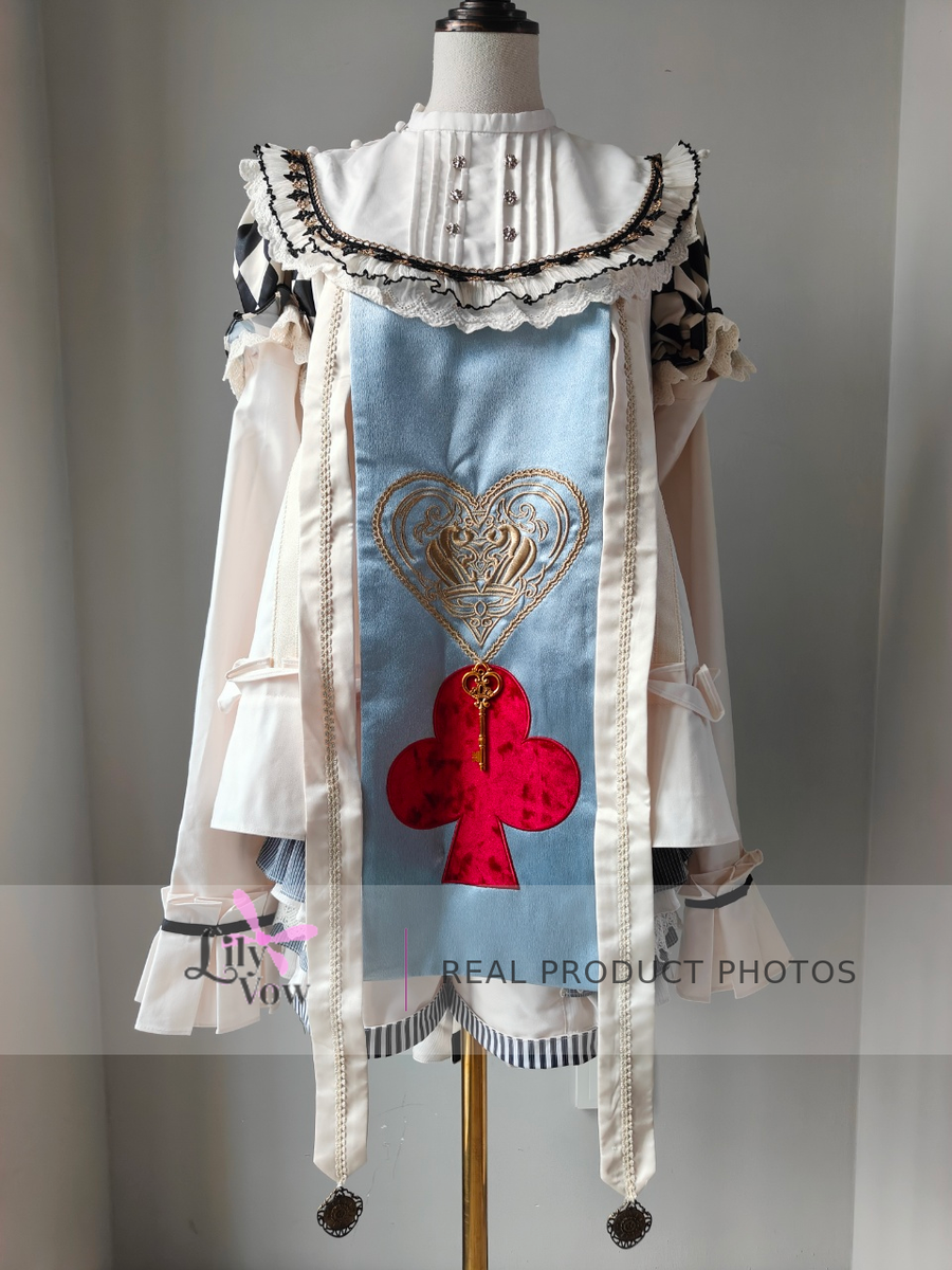 Real product photo of Blue Alice Wonderland poker card Ouji outfit, front view