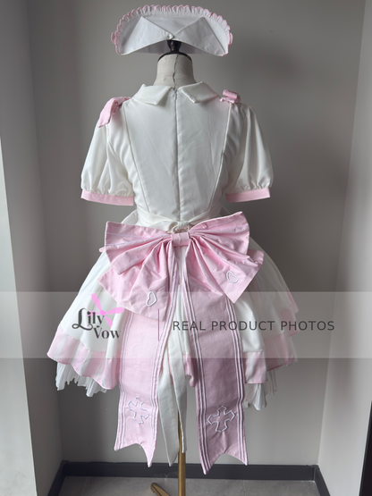 Back real product photo of pink Holy Cross Healing sweet Lolita full set