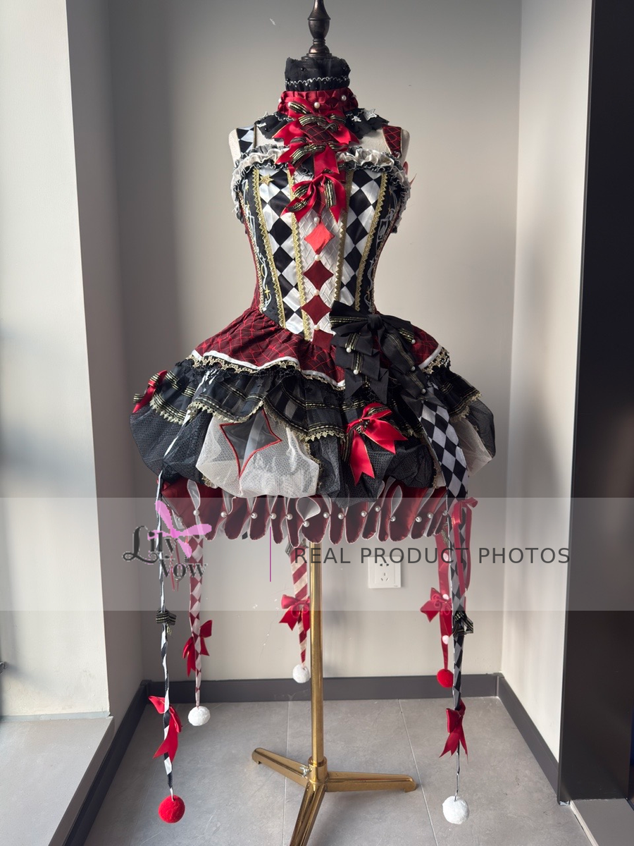 K.Q.F Black and Red Circus Lolita full set front view – LilyVow real product photo