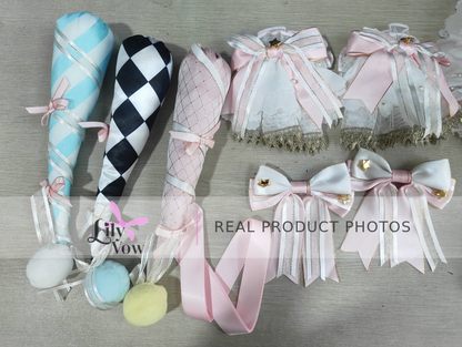 K.Q.F Candy Color Circus Lolita set real accessory details with bows and candy decorations