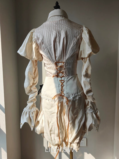 Apricot Ouji Lolita outfit real product photo, back view