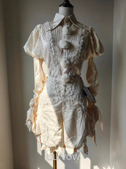 Apricot Ouji Lolita outfit real product photo, front view