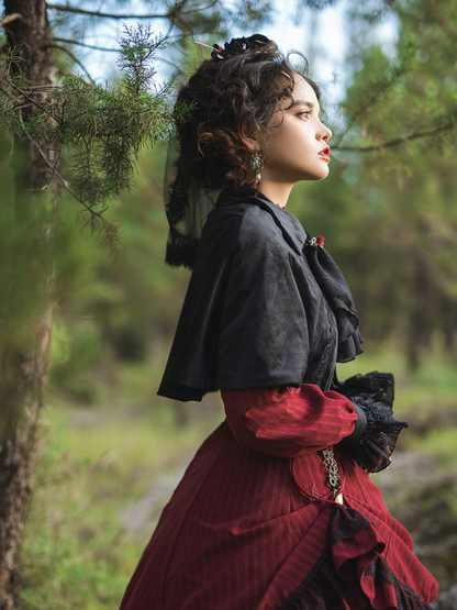 Elegant Cape Autumn Collar Turn-Down Lolita Short Velvet with