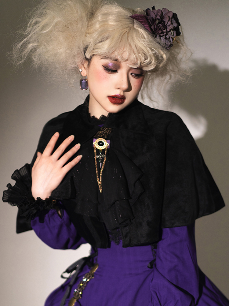 Elegant Cape Autumn Collar Turn-Down Lolita Short Velvet with