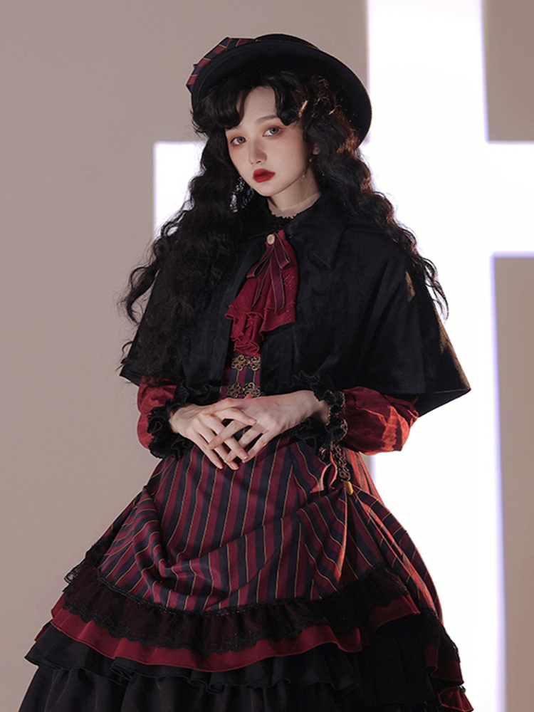Eleganter Umhang Herbstkragen Turn-Down Lolita Kurzer Samt mit