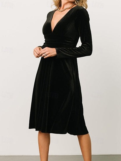 Women's Midi Dress Christmas Dress Velvet Dress Party Dress