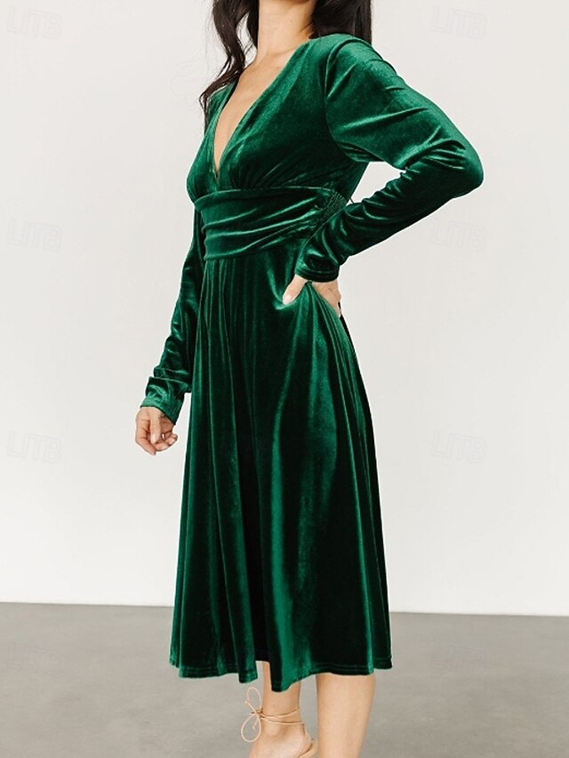 Women's Midi Dress Christmas Dress Velvet Dress Party Dress