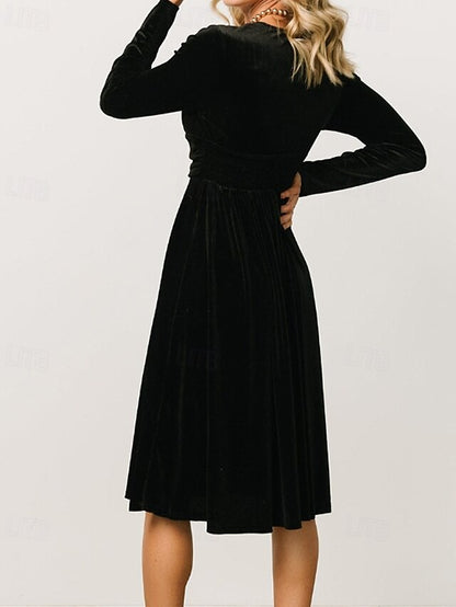 Women's Midi Dress Christmas Dress Velvet Dress Party Dress