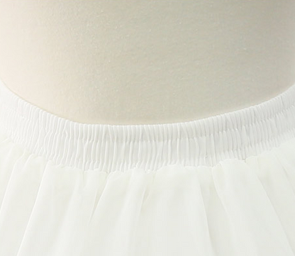White Adjustable Chiffon Lace Petticoat with Fishbone Structure - Manilo