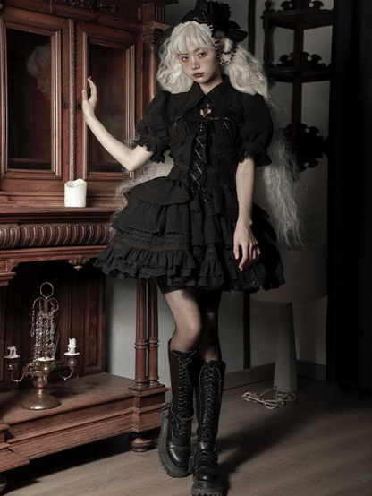 Black Gothic Chain Details Bolero