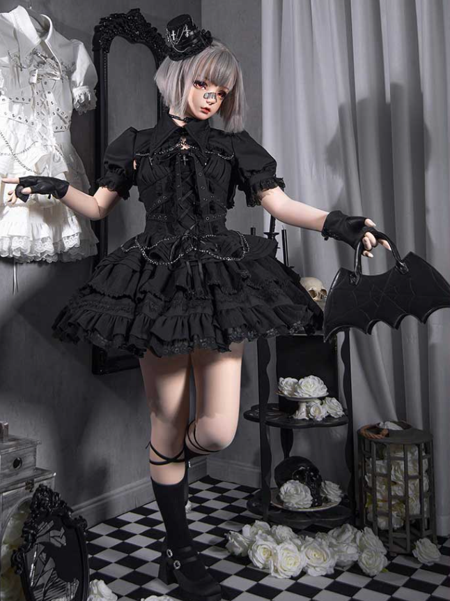 Black Gothic Chain Details Bolero